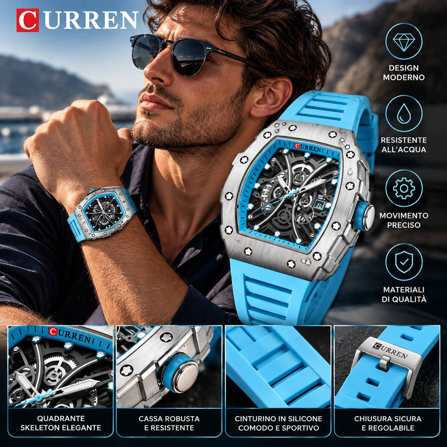 Current - Orologio lusso uomo Quarzo azzurro